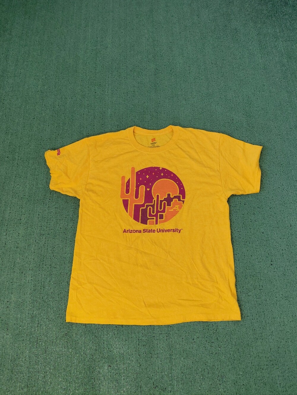 Arizona State University Desert Nighttime Skyline Yellow T Shirt Sz Large